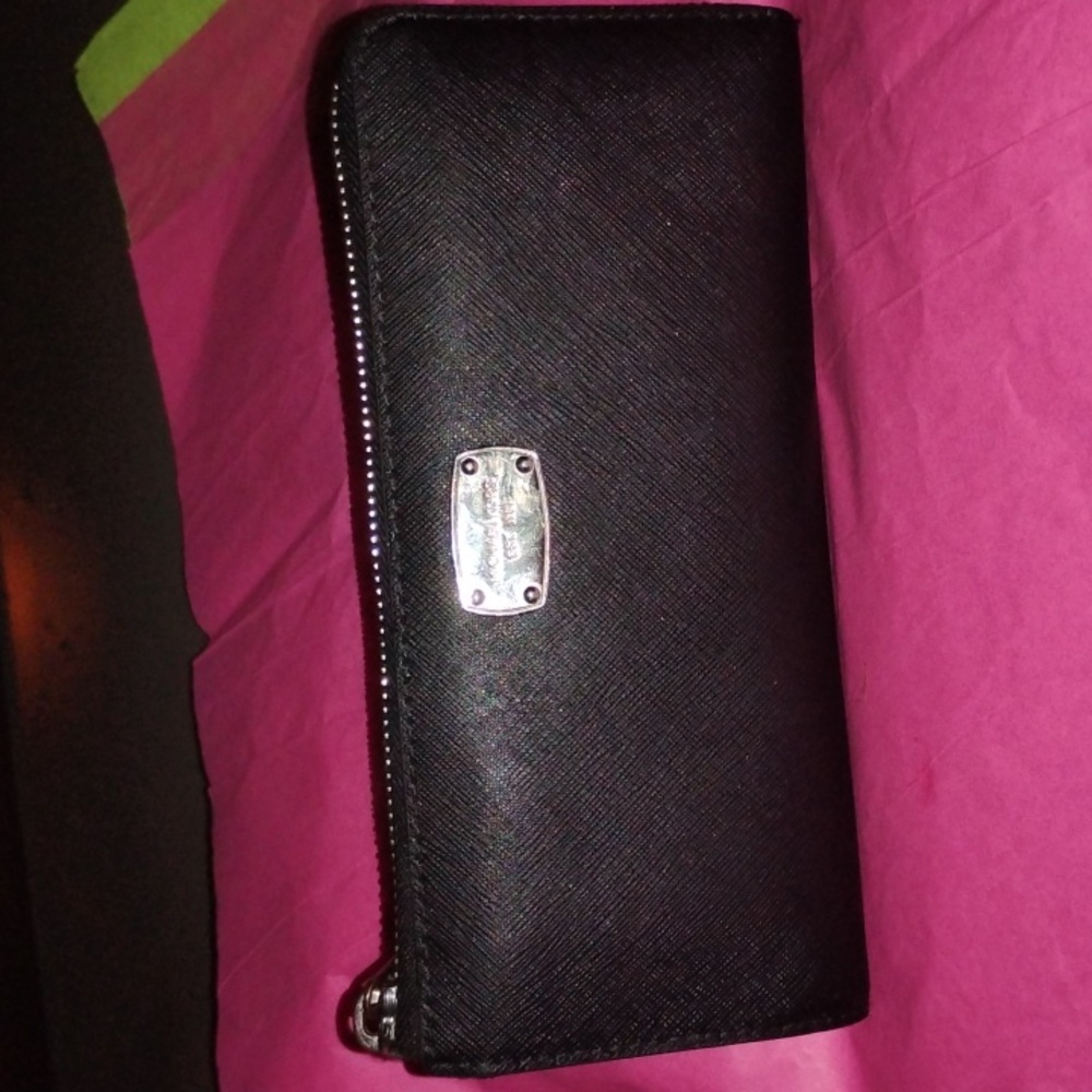 Michael Kors Black Clutch with Silver Accents